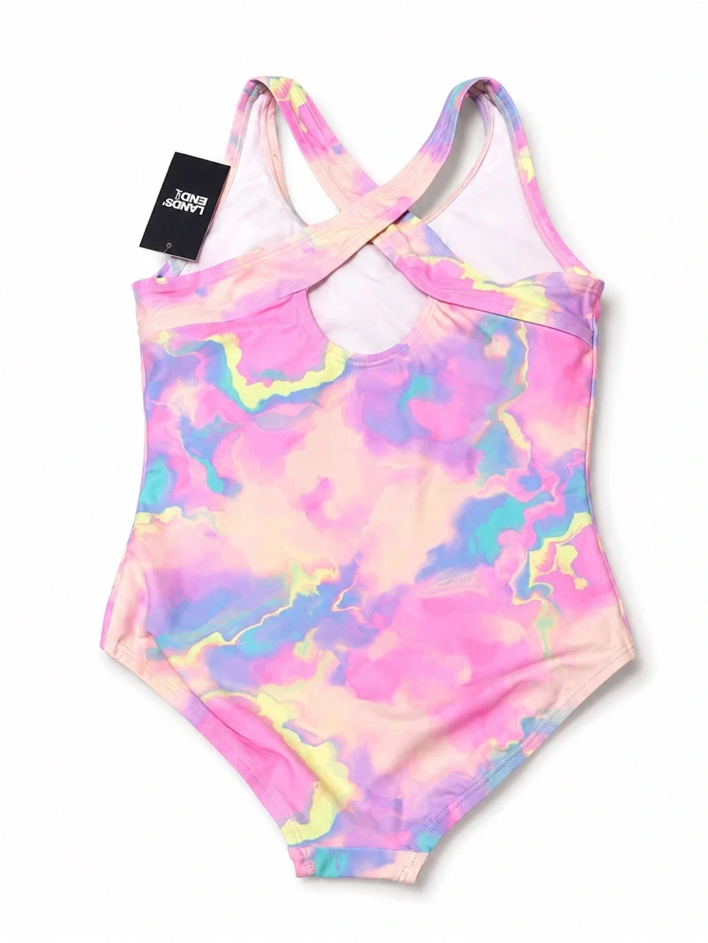 NWT Lands’ End Girls Tie-Dye One Piece Swimsuit Size S 6-7